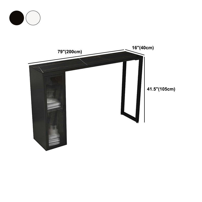 Modern 1/5 Pieces Bar Table Set Rectangle Stone Counter Table with Stools for Dining Room