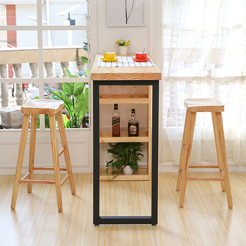 Modern Rectangle Pub Table Set 1/2/3 Pieces Wooden Counter Table with Backless Stools