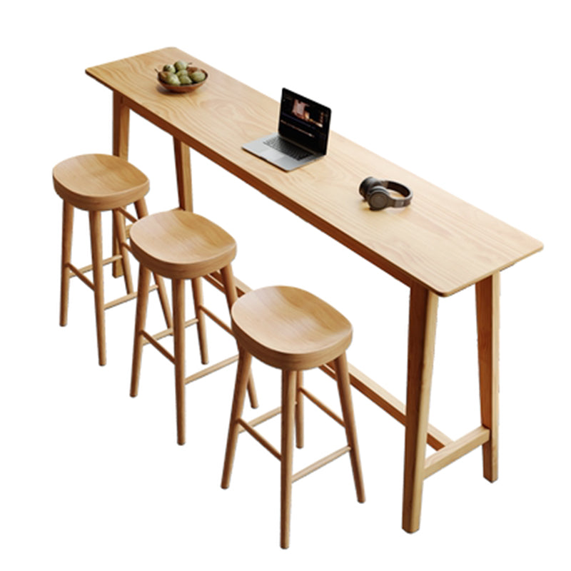 Modern Rectangle Pub Table Set 1/2/4 Pieces Wooden Counter Table with Backless Stools
