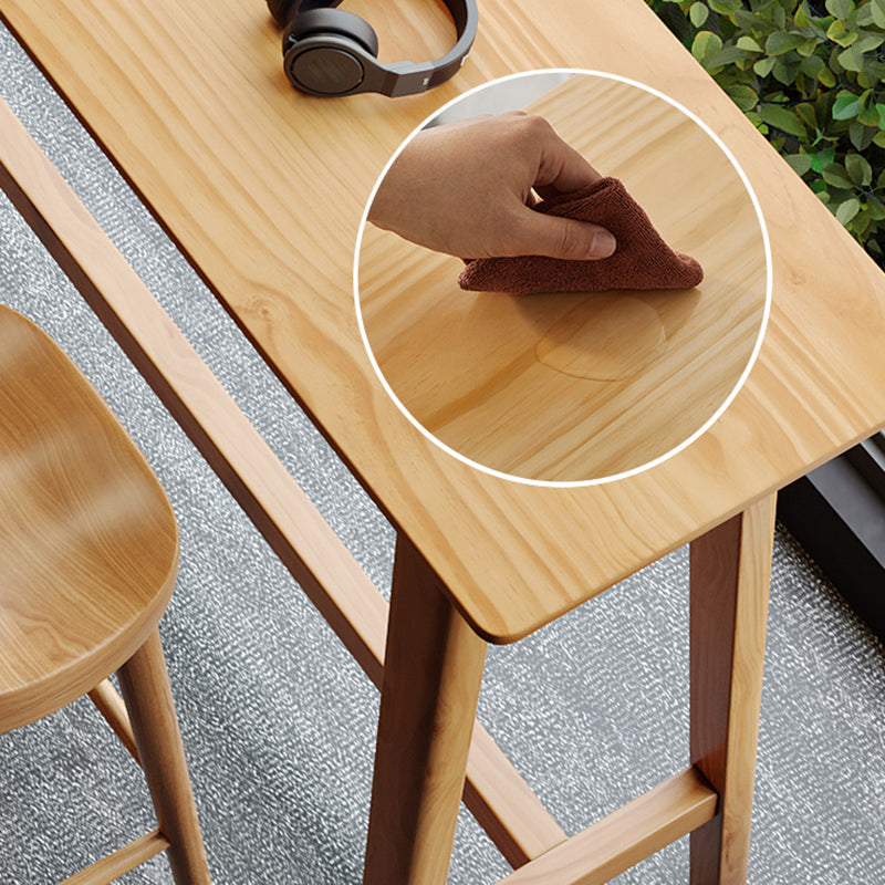 Modern Rectangle Pub Table Set 1/2/4 Pieces Wooden Counter Table with Backless Stools