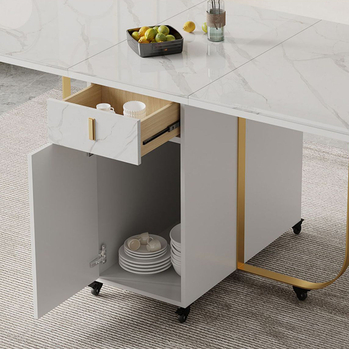 Modern Style Foldable Table Set 1/2/3/7 Pieces Dining Set for Home