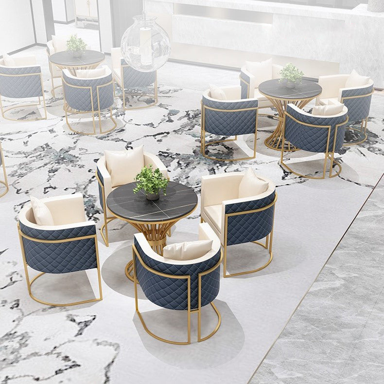 Glam Style Stone Dining Set Round 1/2/3/5 Pieces Dining Set for Home Use