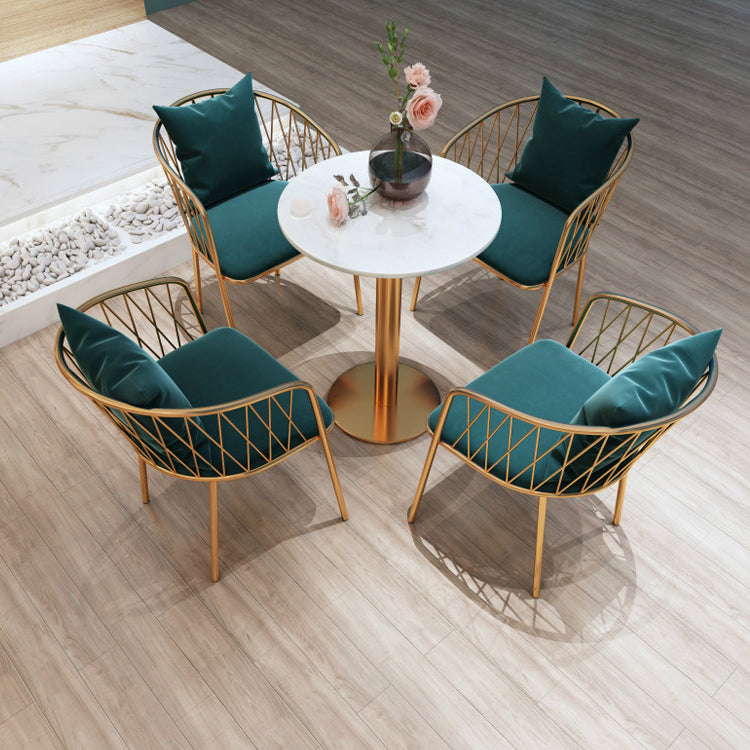 Glam Style Faux Marble Dining Set Round 1/2/3/4/5 Pieces Dining Set for Home Use