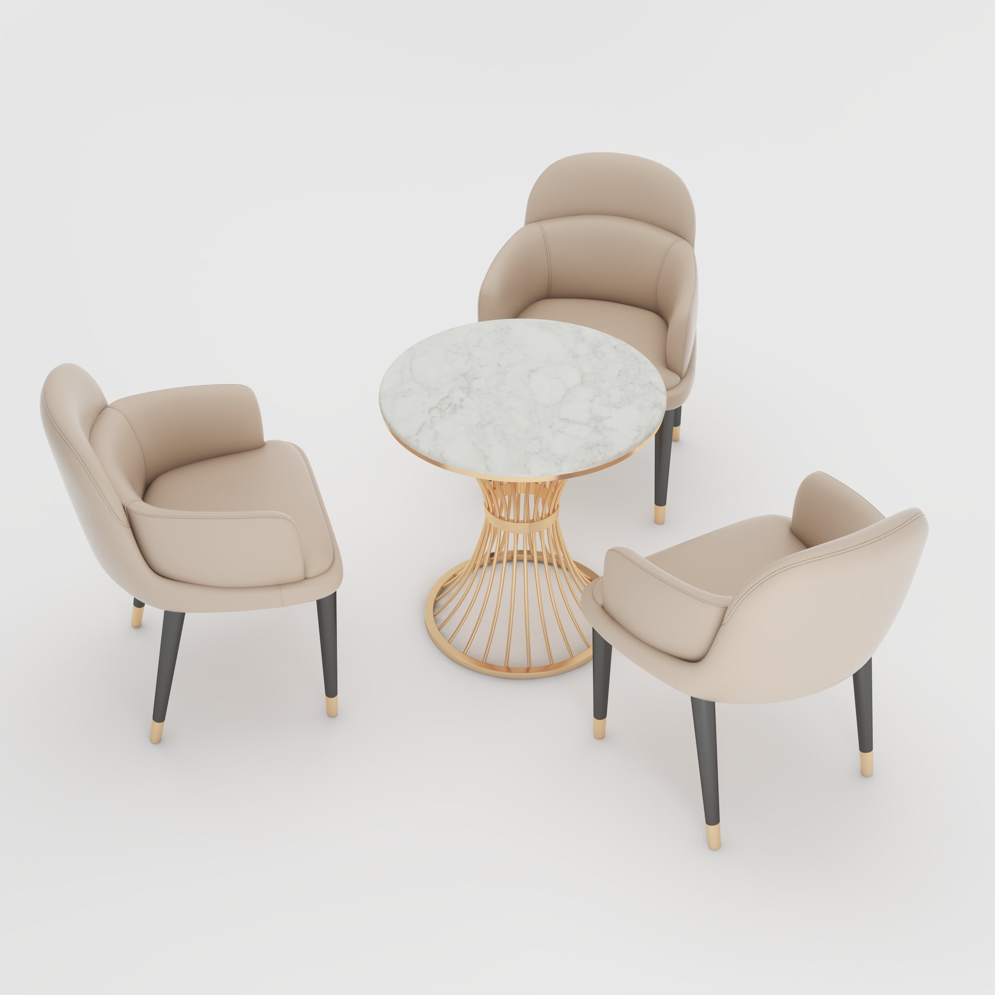 Glam Sintered Stone Dining Set Round 1/2/3/4/5 Pieces Dining Set for Home Use