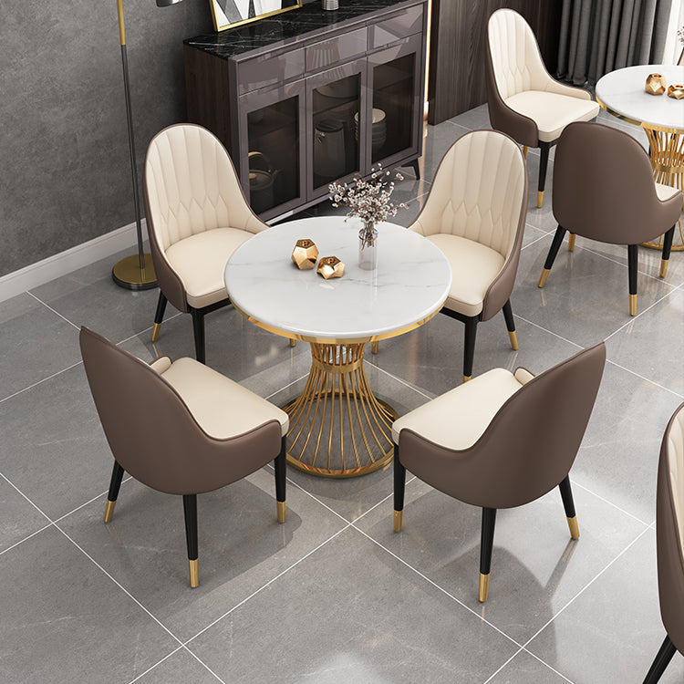 Modern Style Stone Dining Set Round 1/2/3/5 Pieces Dining Set for Home Use
