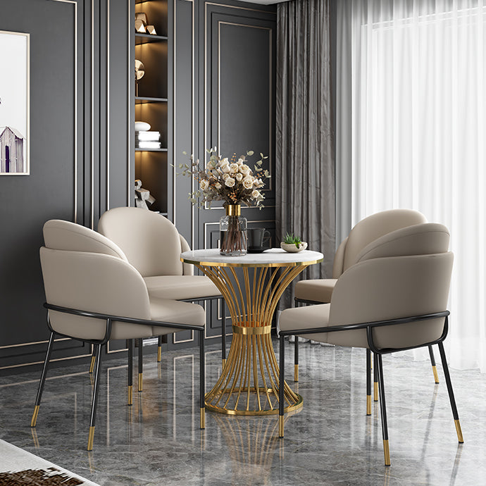 Modern Style Marble Dining Set Round 1/2/3/4/5 Pieces Dining Set for Home Use