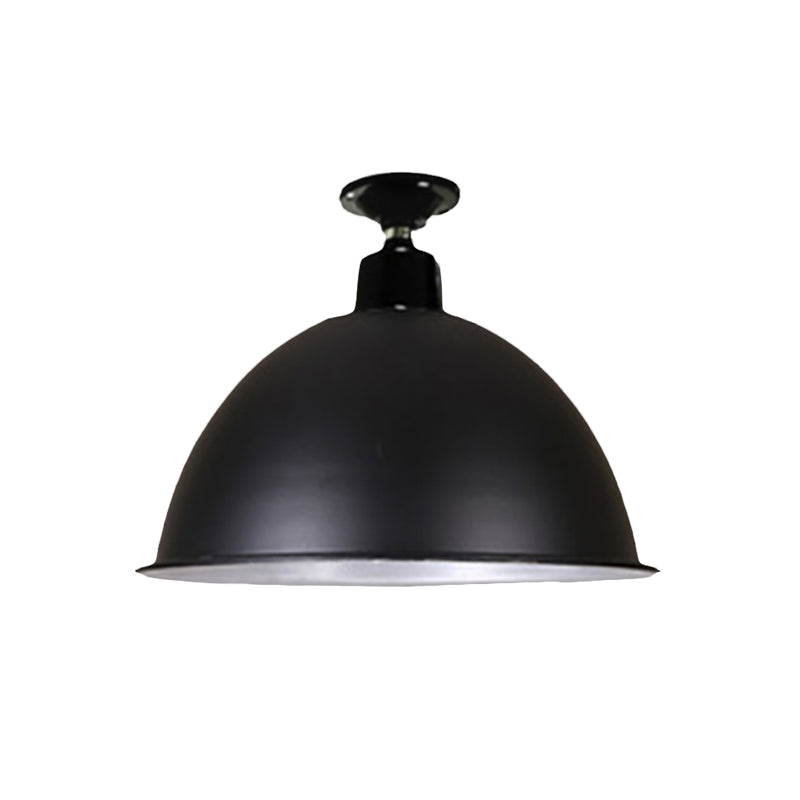 Plafonnier en forme de dôme de style loft, 1 tête en métal, semi-encastré, noir, pour salle à manger, largeur 12"/14"