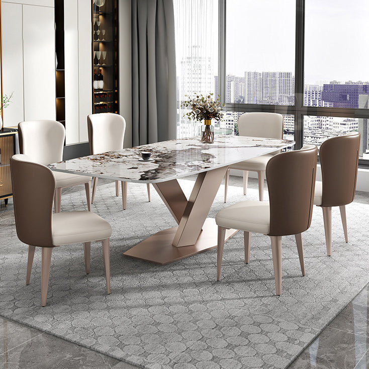 Contemporary Sintered Stone Dining Table Set Rectangle 1/2/5/7 Pieces Dining Set