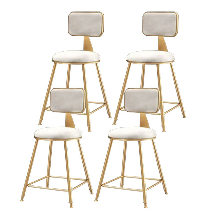 Glam Metal Stool Velvet Low Back Stool with Footrest in Matte Finish