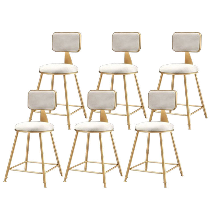 Glam Metal Stool Velvet Low Back Stool with Footrest in Matte Finish