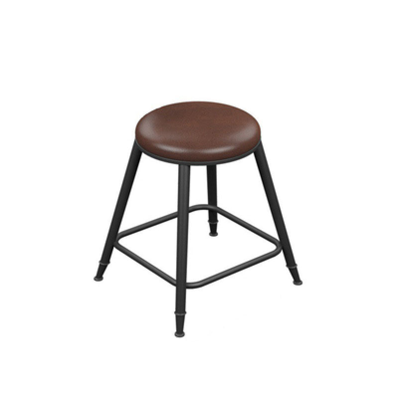 Glam Metal Stool Velvet Low Back Stool with Footrest in Matte Finish