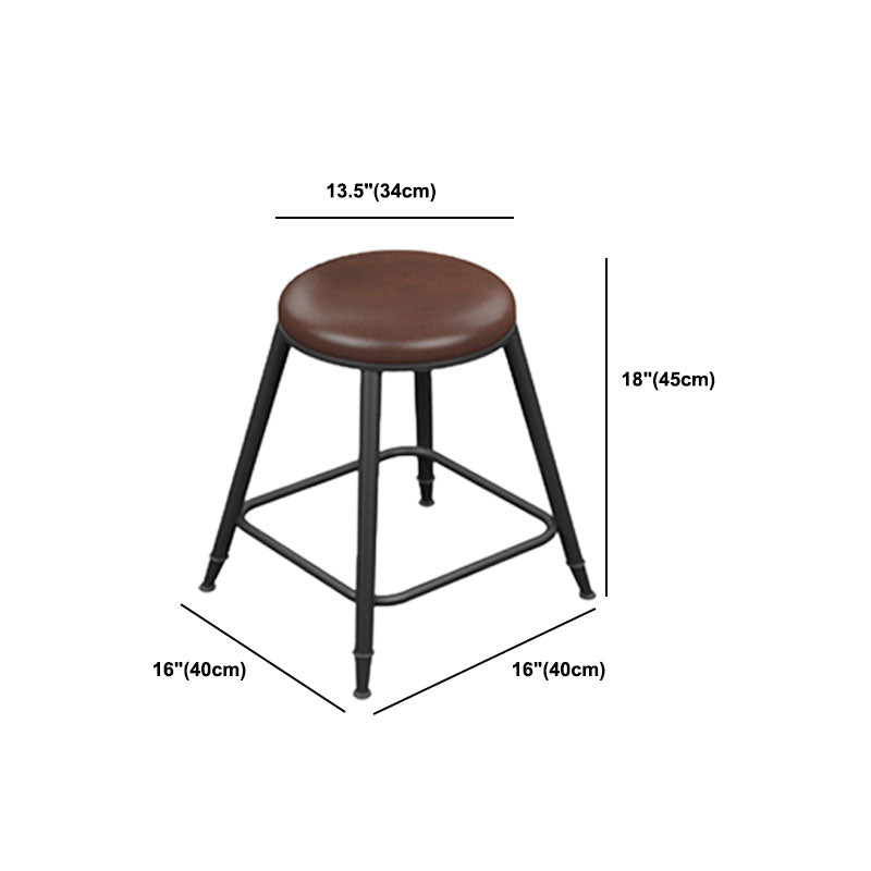 Glam Metal Stool Velvet Low Back Stool with Footrest in Matte Finish