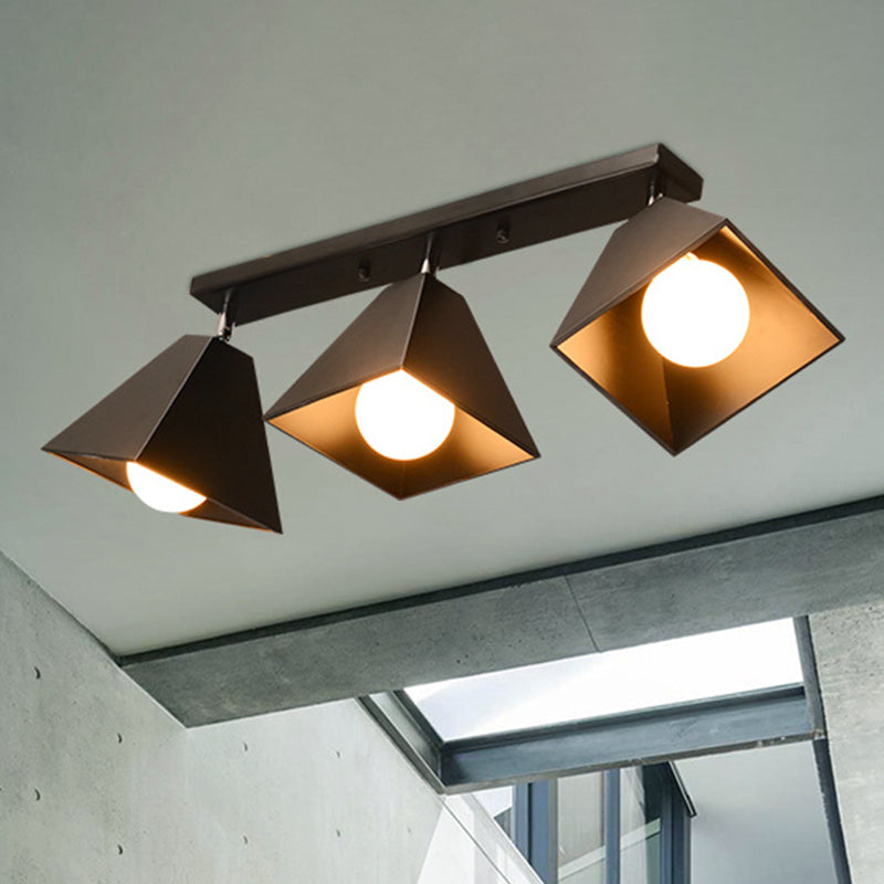 Éclairage de plafond en métal noir / blanc de style rétro semi - encastré de pyramide de 1 / 3 ampoule pour le couloir