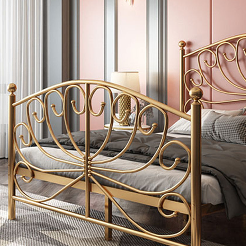 Metal Open-Frame Bed 45.27" High Wire-Grid Bed with Custom Gold Legs