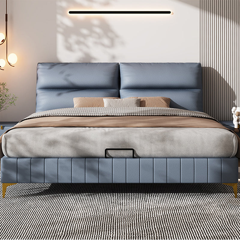 Modern Upholstered Headboard Rectangular Panel Solid Wood Bed Frame