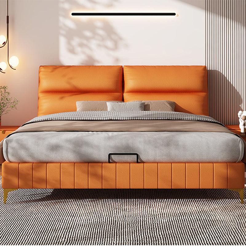 Modern Upholstered Headboard Rectangular Panel Solid Wood Bed Frame