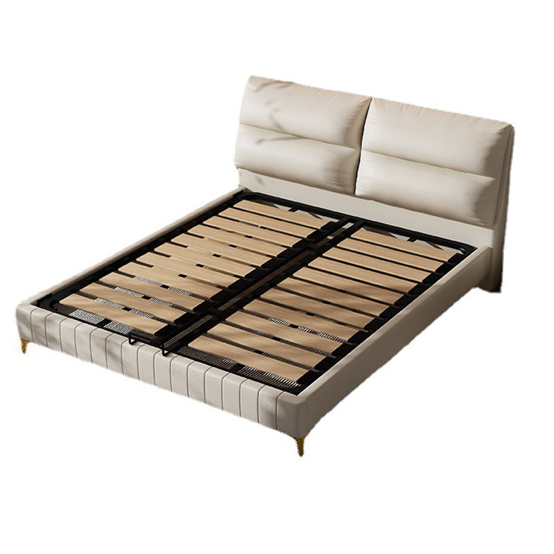 Modern Upholstered Headboard Rectangular Panel Solid Wood Bed Frame