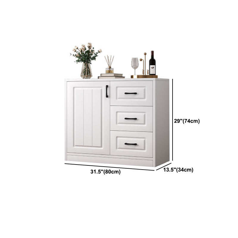 Contemporary White Wooden Accent Cabinet with Doors and Drawers