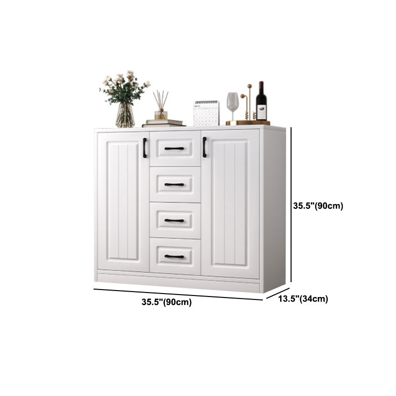 Contemporary White Wooden Accent Cabinet with Doors and Drawers