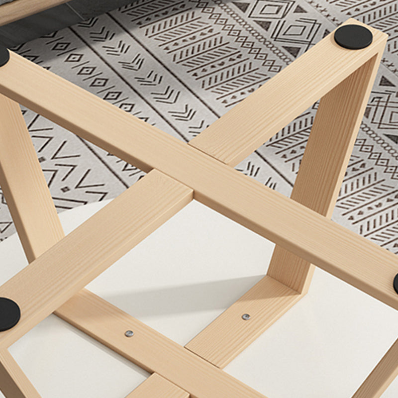 Contemporary Round Wood Coffee Table Cross Legs Cocktail Table
