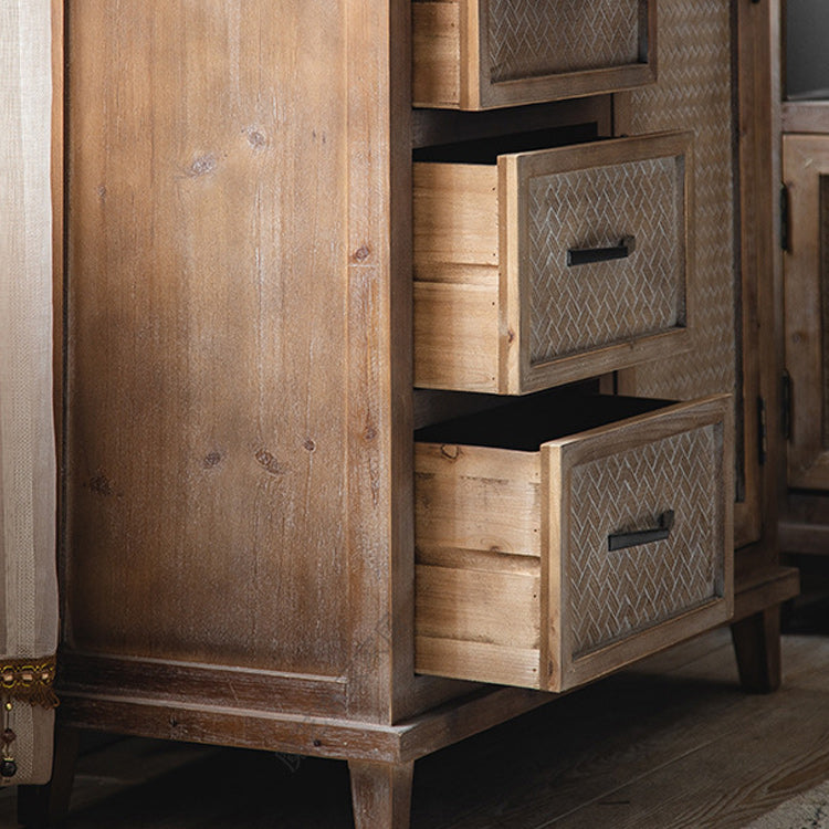 Industrial Wooden Cabinet with Doors and Drawers Distressed Wood Cabinet