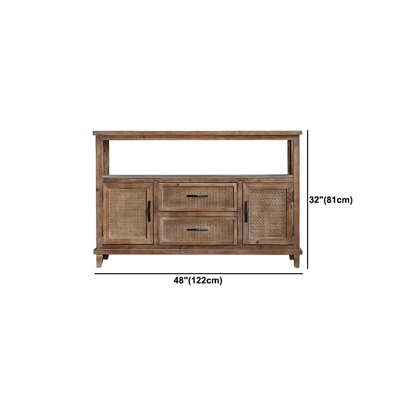 Industrial Wooden Cabinet with Doors and Drawers Distressed Wood Cabinet