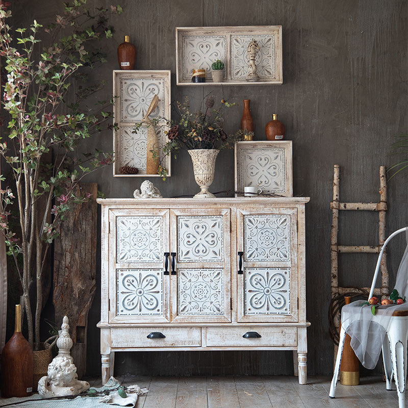 Industrial Accent Cabinet with Legs and Wooden Shelf Distressed Wood Cabinet