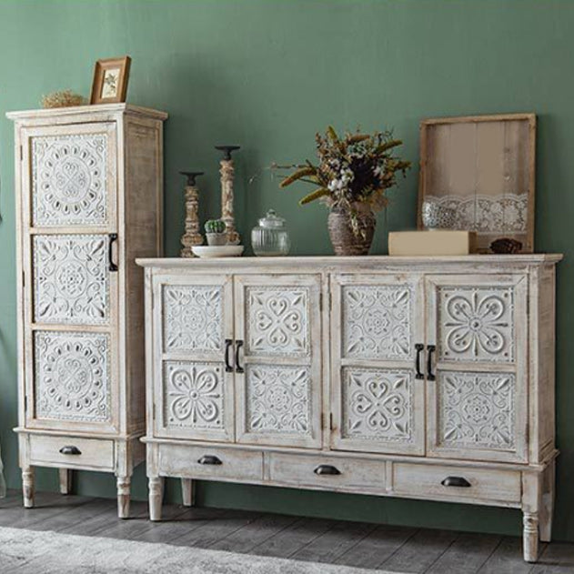 Industrial Accent Cabinet with Legs and Wooden Shelf Distressed Wood Cabinet