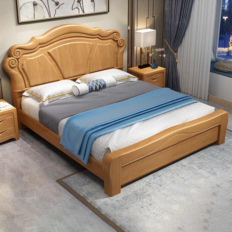 Traditional Panel Camelback with Headboard Pine Wood Standard Bed