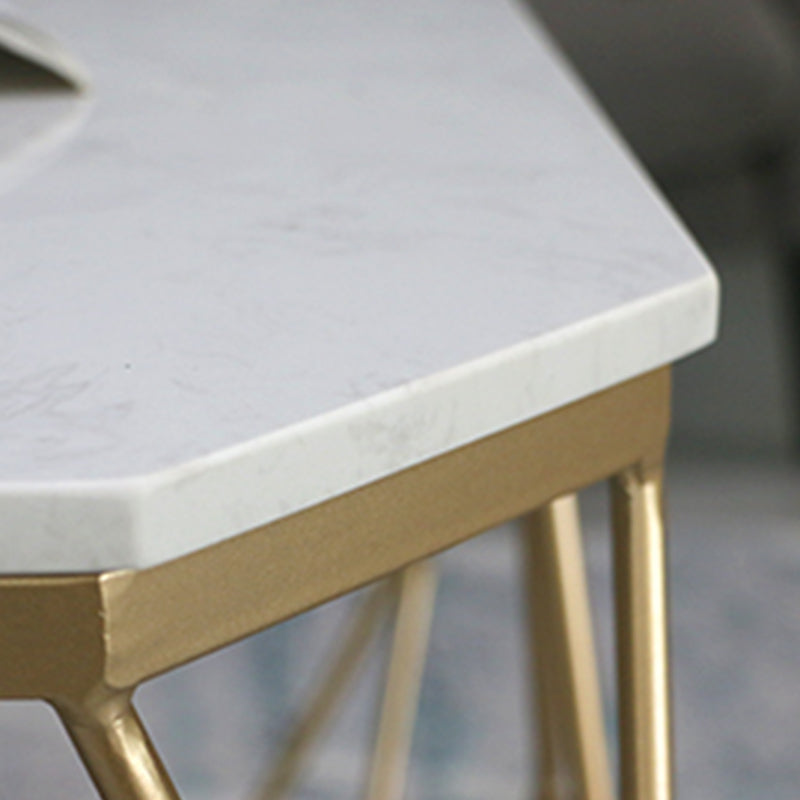 Glam Coffee Table with Iron Frame and Marble Top Cocktail Table