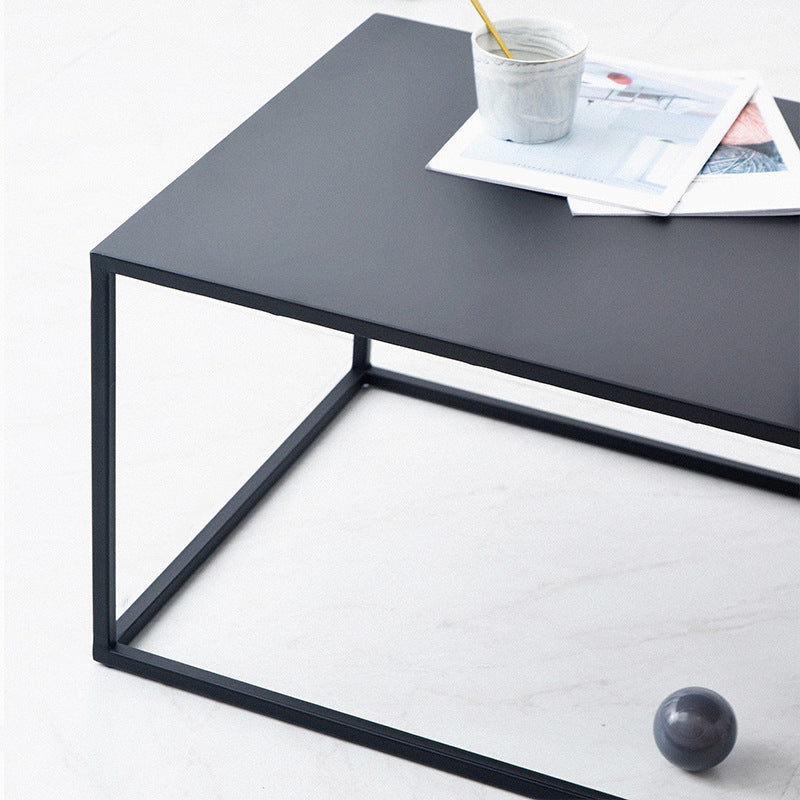 Iron Square Coffee Table with Fram Base in Black Mid-Century Modern