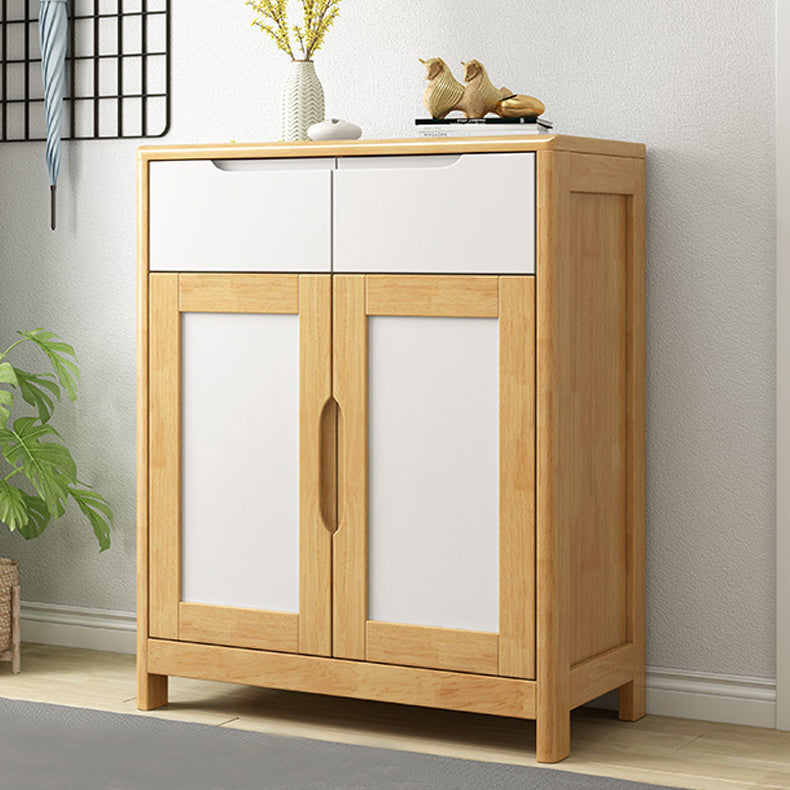 Mid-Century Cabinet with 2 Doors and 2 Drawers in Rubberwood