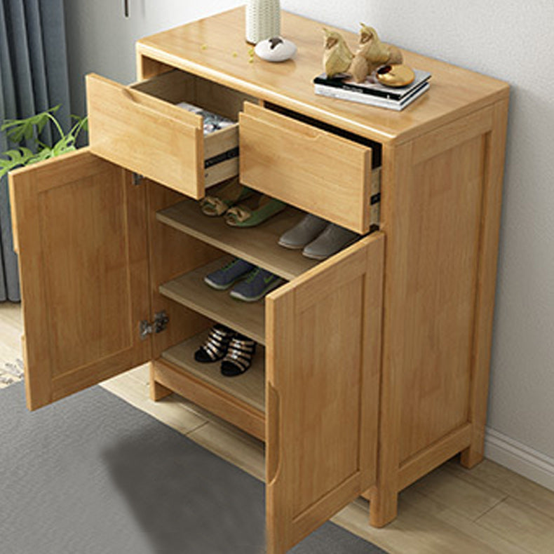 Mid-Century Cabinet with 2 Doors and 2 Drawers in Rubberwood