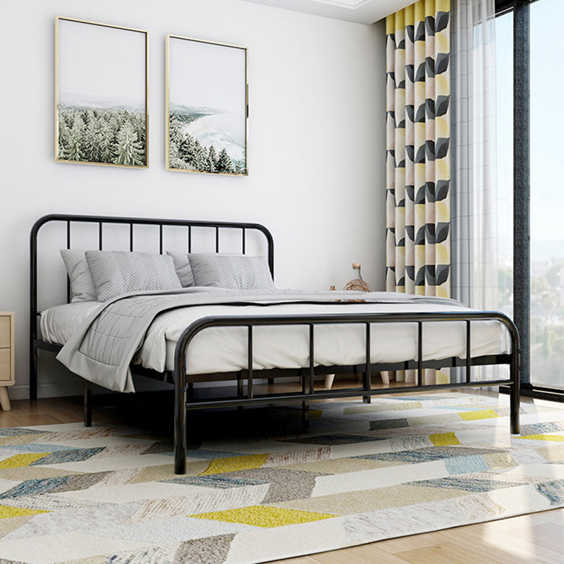 Modern Rectangular Headboard Bed Open-Frame Bed With Metal Legs