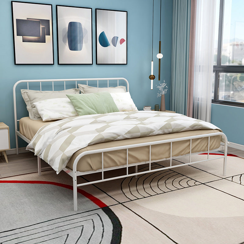 Modern Rectangular Headboard Bed Open-Frame Bed With Metal Legs