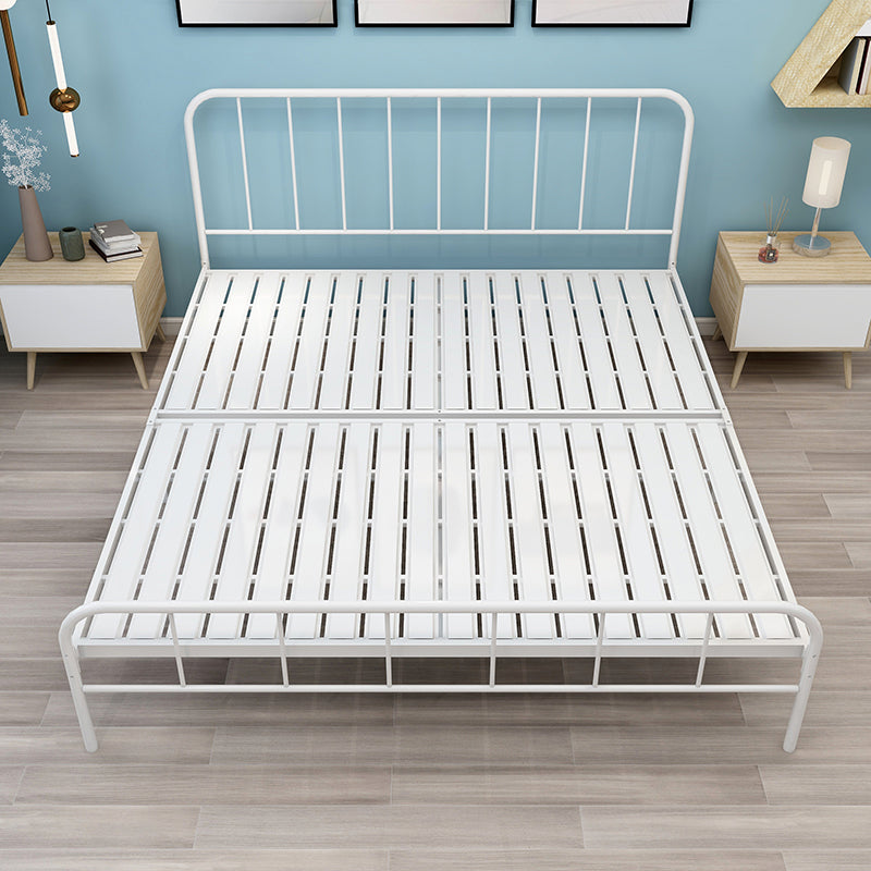 Modern Rectangular Headboard Bed Open-Frame Bed With Metal Legs