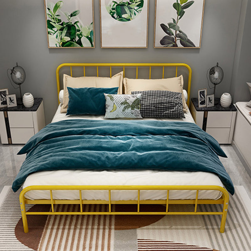 Modern Rectangular Headboard Bed Open-Frame Bed With Metal Legs