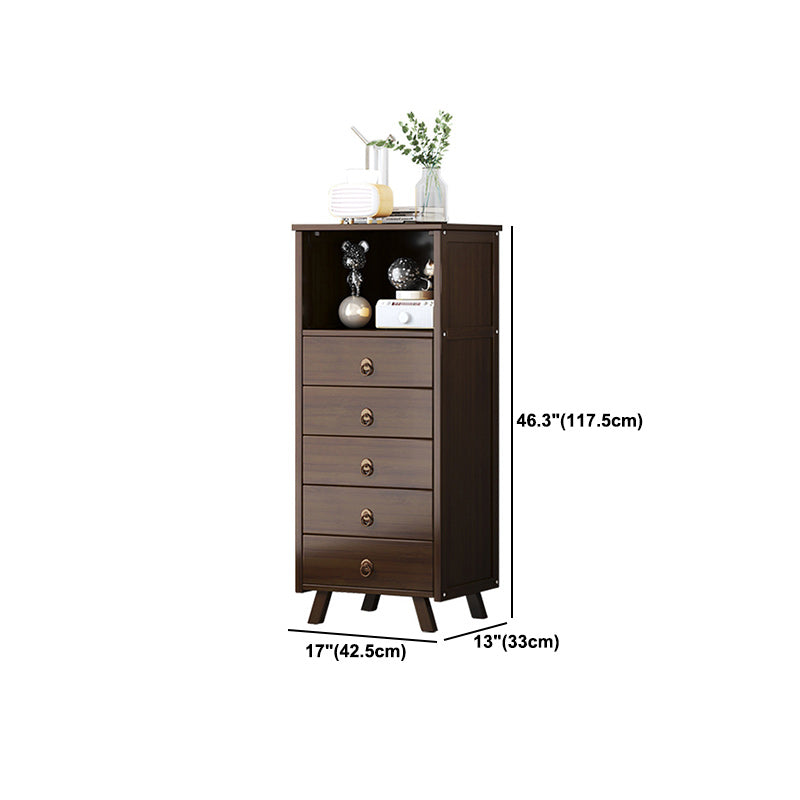 Mid-Century Accent Chest with Shelf and Drawers and Straight Legs