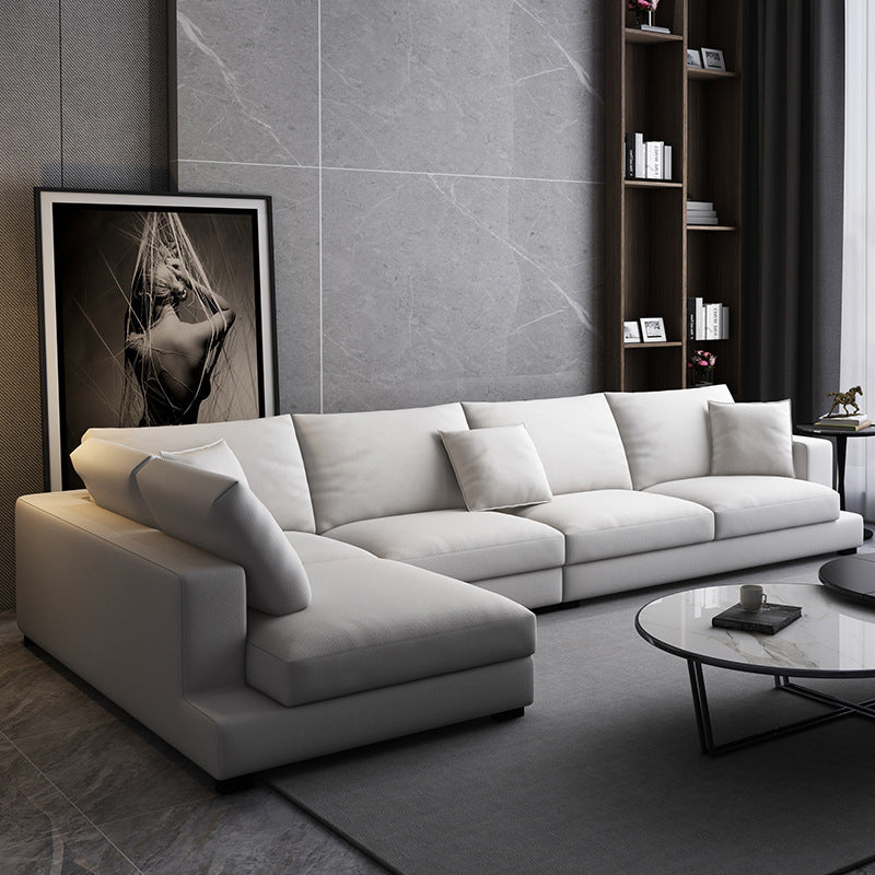 Fabric Pillow Back Sectional Sofa Square Arm Sectional in Gray