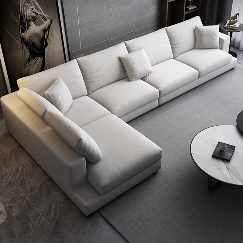 Fabric Pillow Back Sectional Sofa Square Arm Sectional in Gray