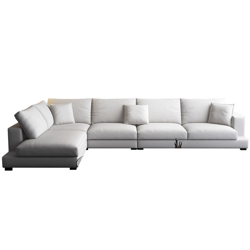Fabric Pillow Back Sectional Sofa Square Arm Sectional in Gray