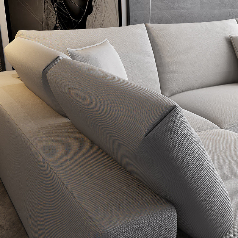 Fabric Pillow Back Sectional Sofa Square Arm Sectional in Gray