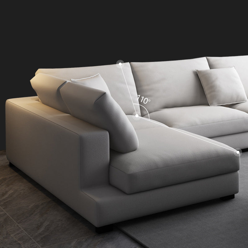 Fabric Pillow Back Sectional Sofa Square Arm Sectional in Gray