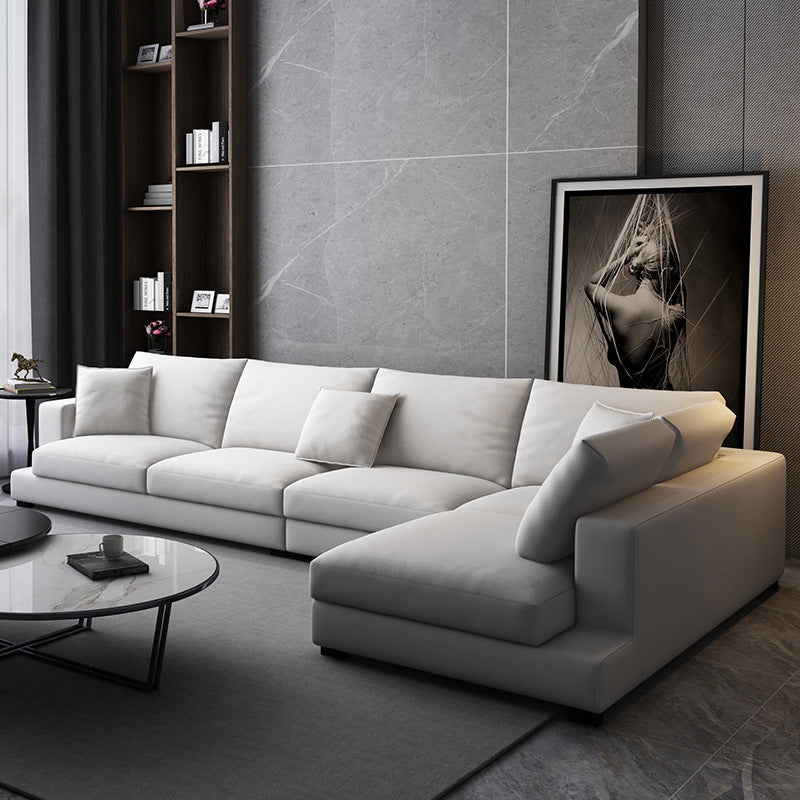 Fabric Pillow Back Sectional Sofa Square Arm Sectional in Gray