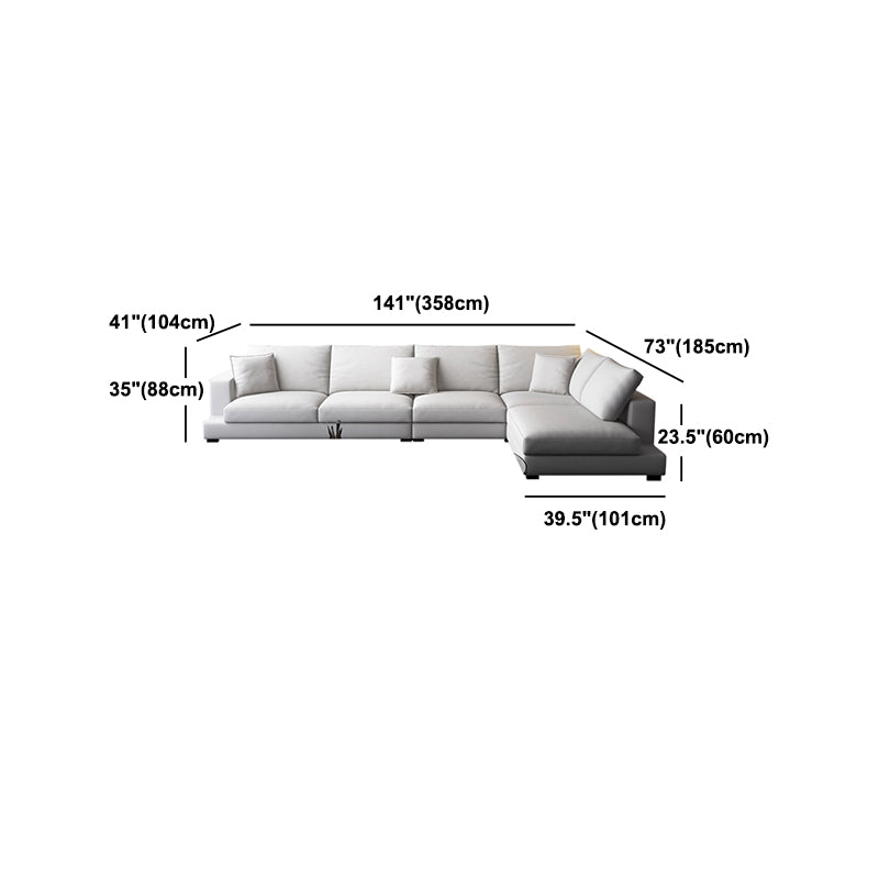 Fabric Pillow Back Sectional Sofa Square Arm Sectional in Gray