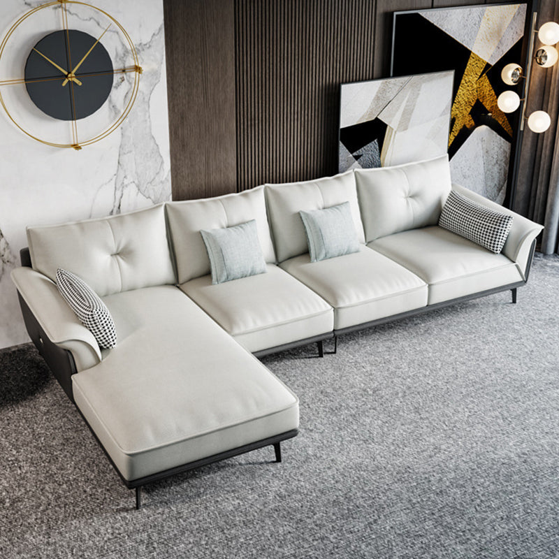 Black 4-seat Flared Arm Sectional Pillow Back Stain-resistant Sectional