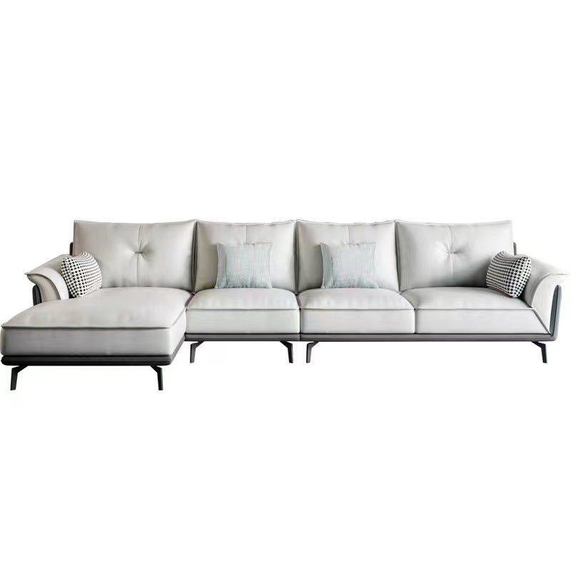 Black 4-seat Flared Arm Sectional Pillow Back Stain-resistant Sectional
