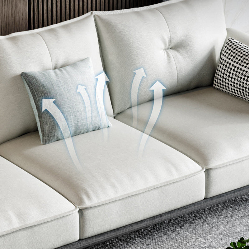 Black 4-seat Flared Arm Sectional Pillow Back Stain-resistant Sectional