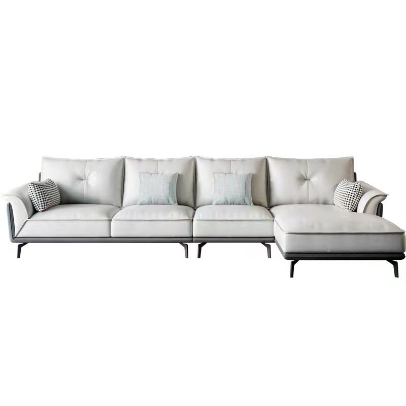 Black 4-seat Flared Arm Sectional Pillow Back Stain-resistant Sectional