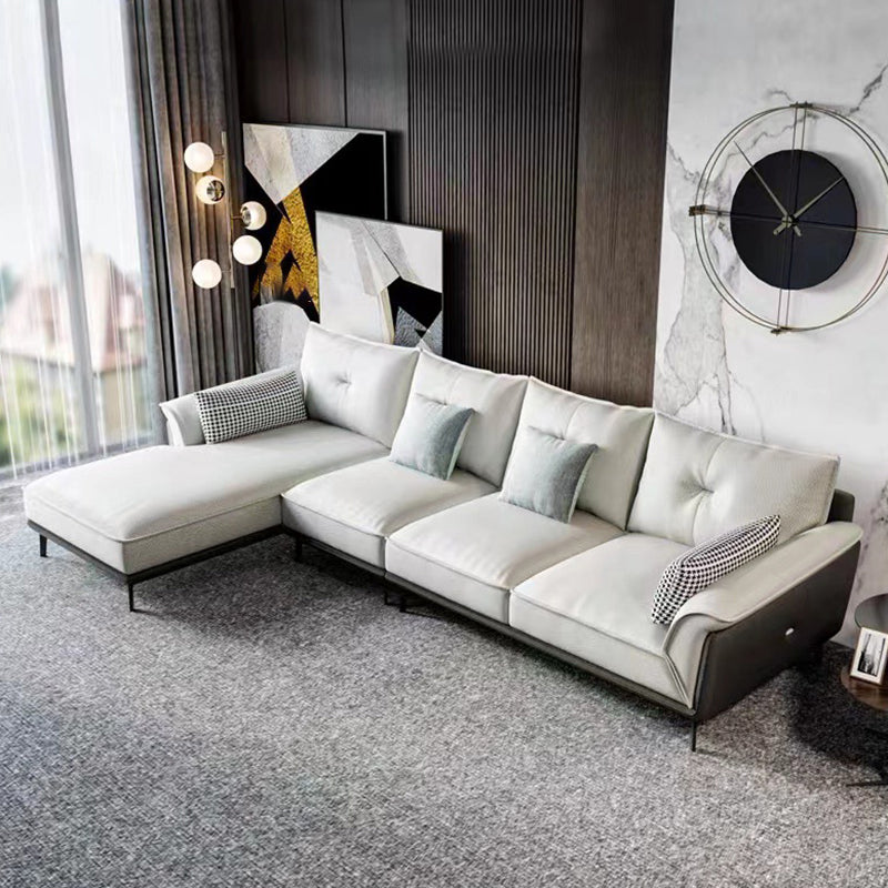 Black 4-seat Flared Arm Sectional Pillow Back Stain-resistant Sectional